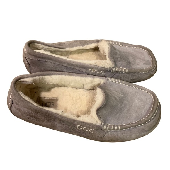 Ugg ANSLEY Hickory Sand suede shearling slipper shoes slip on women's size 7 - Picture 1 of 8